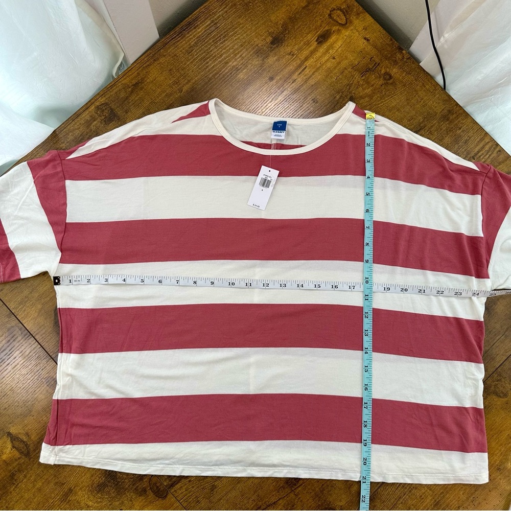 Old Navy Women's Luxe Oversized Crop T-Shirt, Striped Spice Girl, Small NWT - Picture 9 of 11
